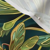 art nouveau green and gold botanical