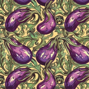 art nouveau eggplant botanical