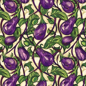 art deco in eggplant in purple and green
