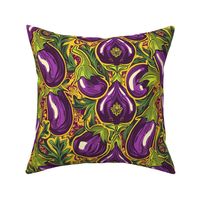 art nouveau gold green and purple eggplant