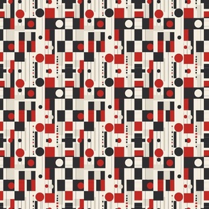 Modern Geometric Abstract in Red, Black, and Cream