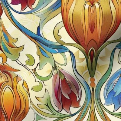 art nouveau gold tulip botanical