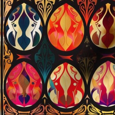 art nouveau red gold easter egg