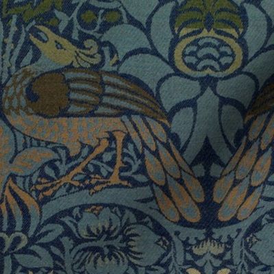 PEACOCK AND DRAGON IN VINTAGE ORIGINAL  BLUE