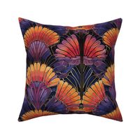 brilliant art nouveau fans of orange red and purple