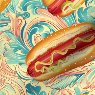 art nouveau hot dog abstract