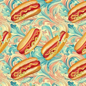 art nouveau hot dog abstract