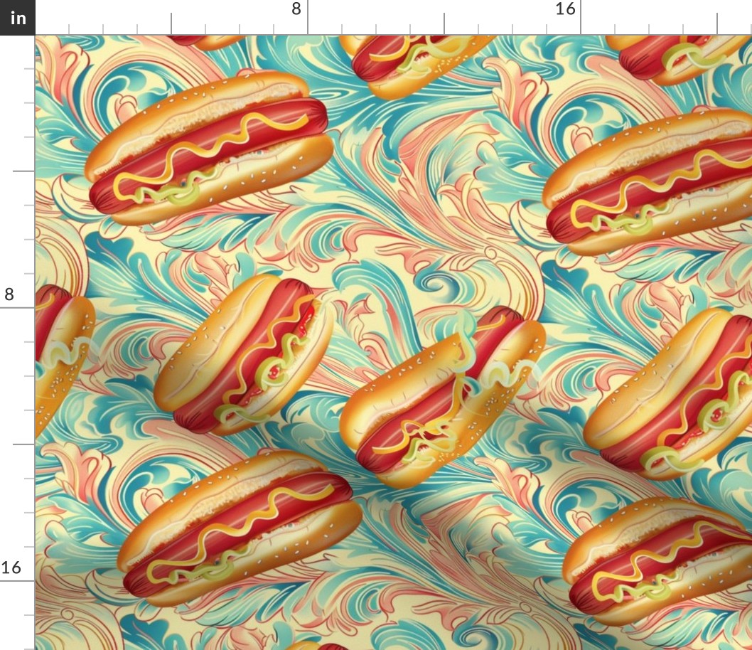 art nouveau hot dog abstract