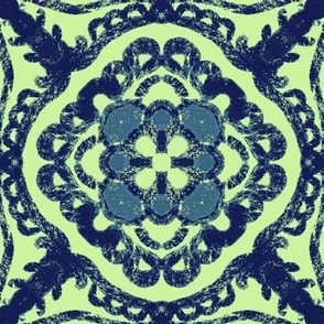 Jade & Navy Mosaic: Vintage Floral Tile, Medium
