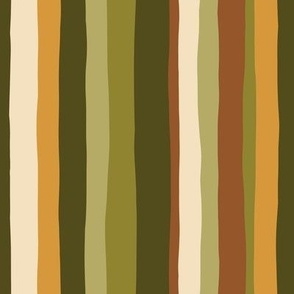 Safari Hand Drawn Stripes // Medium // Green, Brown,  Beige and Yellow