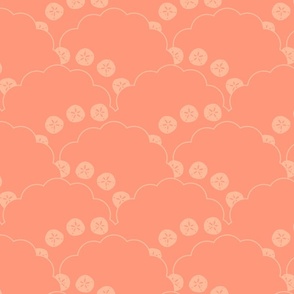 Scalloped Silver Dollars in Small Scale in Sunset Peach