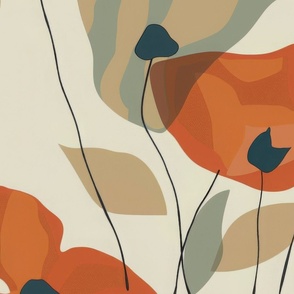 Signe Orange and Taupe Flowers