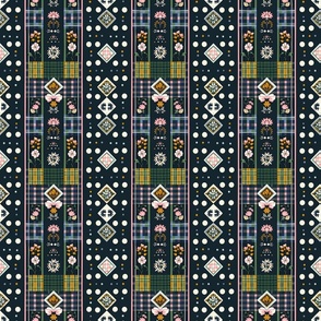 Folklore Patchwork Floral Stripes Pattern