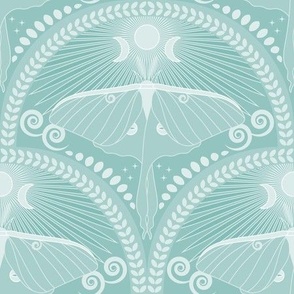 Seaside Luna Moth / Art Deco / Mystical Magical / Soft Turquoise / Medium