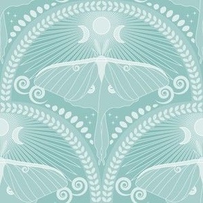 Seaside Luna Moth / Art Deco / Mystical Magical / Soft Turquoise / Large