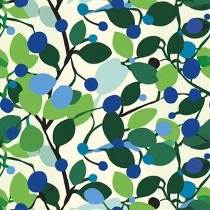 Blue and green leaves and branches