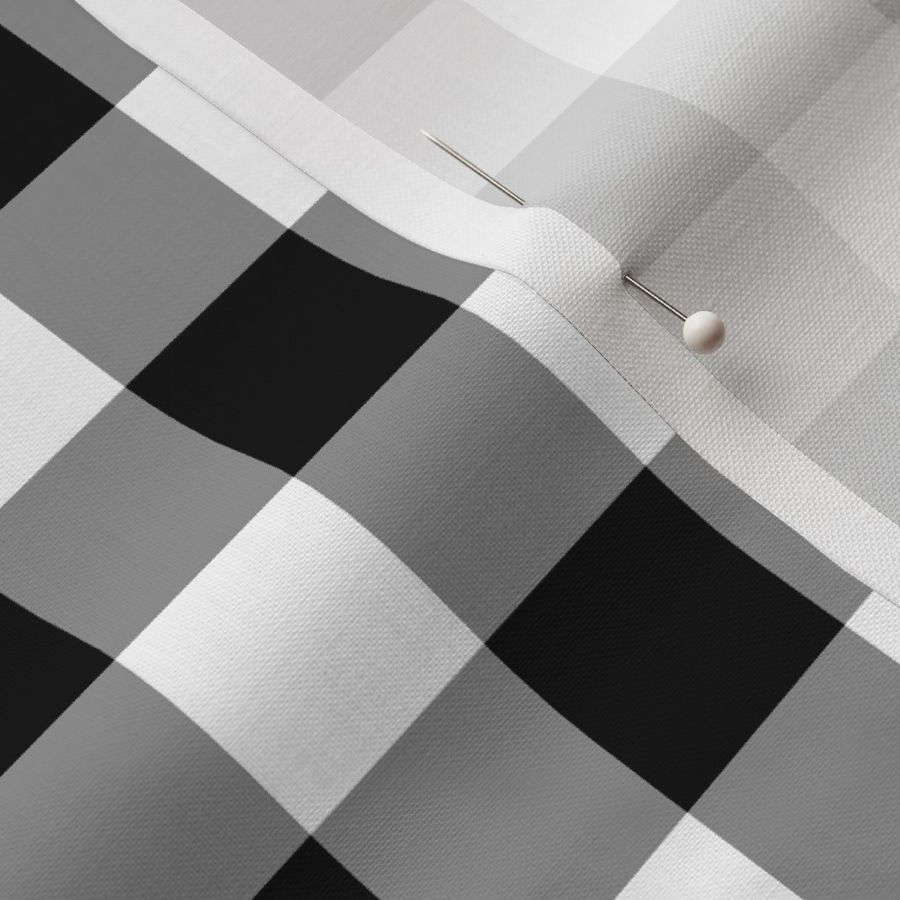 1” Black and White Gingham Check