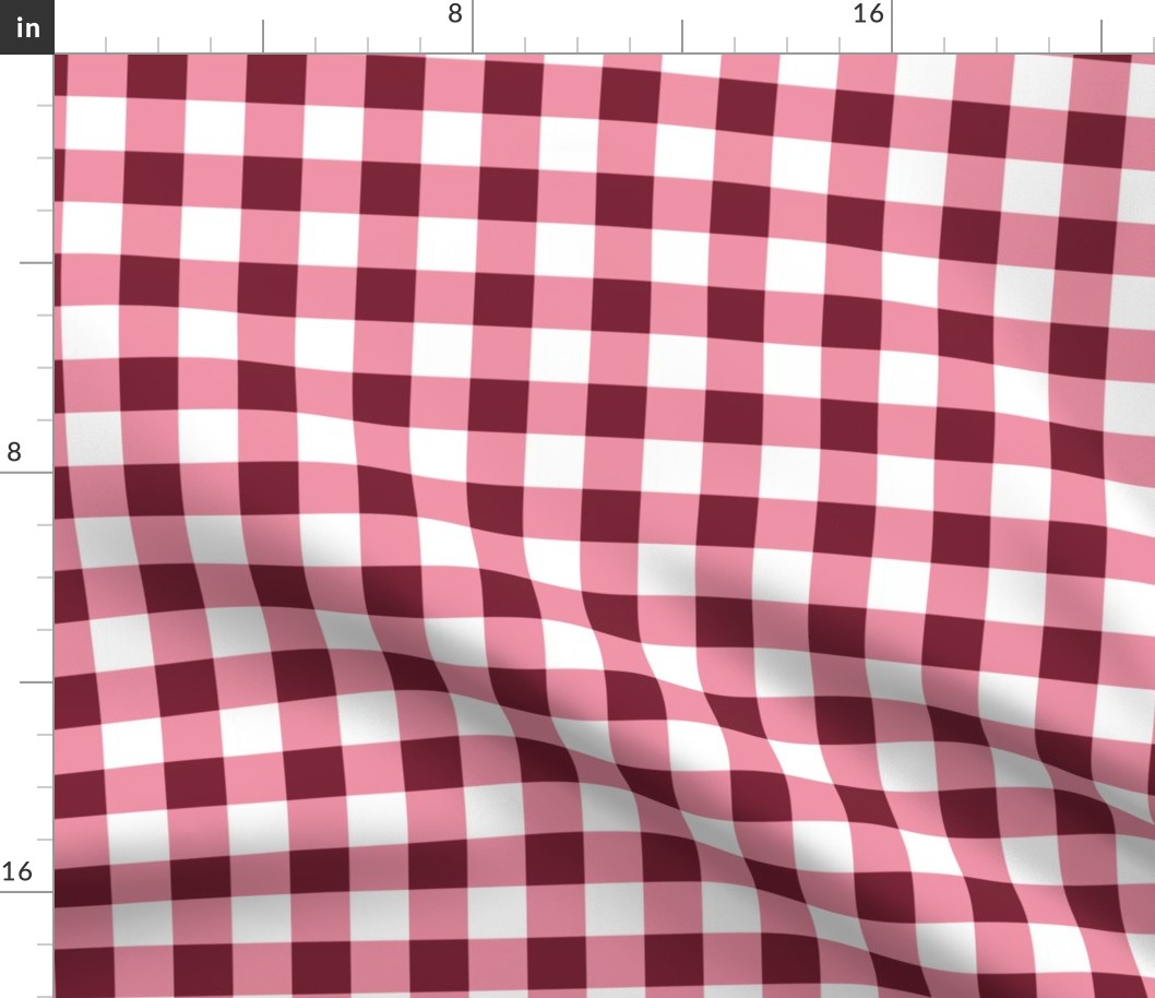 1” Cranberry Gingham Check