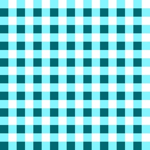 1” Turquoise Teal Gingham Check