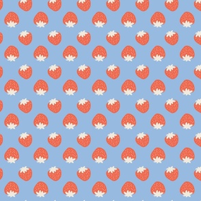 Strawberries zig-zag_pink, red vibrant blue and cream _retro syle_small scale