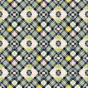 Midnight Garden Tartan: Floral Checkered Elegance