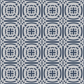 Geometric Cross Tile Pattern on Light Grey