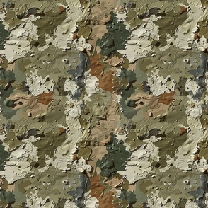 Verdant Brushstroke Camouflage - Nature-Inspired Impasto Texture