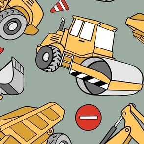 Large Scale / Construction Truck Toys / Sage Background