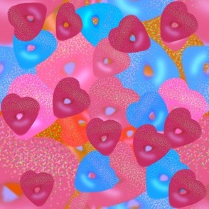 Donuts - Colorful Heart Donuts / Glazed Donuts / Valentines Donuts / Romance Donut  / Iced Donuts