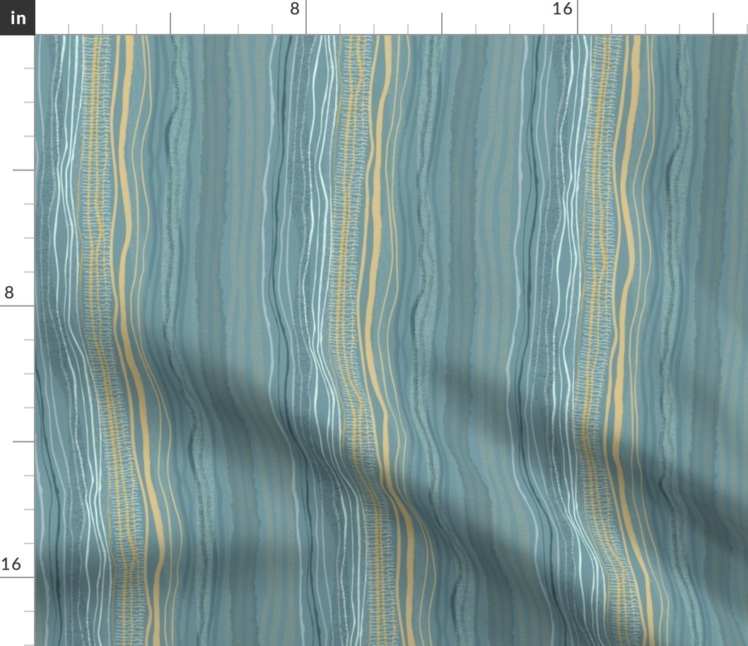 Wavy textured stripes Blue and Yellow Small