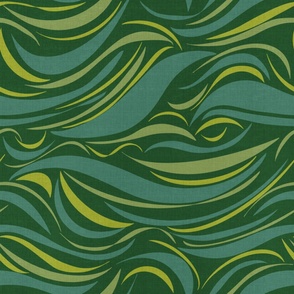 Deep emerald textured green flowing ripples