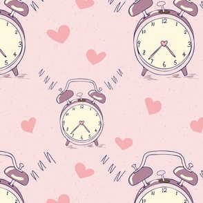 Vintage Clock and Pink Hearts 15 in