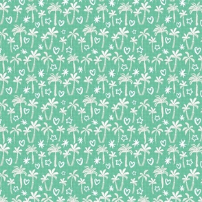  Tropical Palm Trees and  Hearts Green
