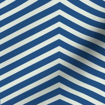 Chevron Pattern | Medium Version | simple two-tone Chevron | Blue Geometric Stripes on Cream Colored Background