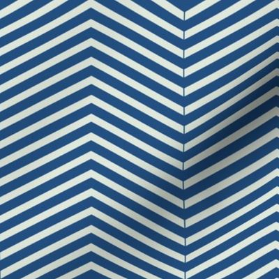 Chevron Pattern | Small Version | simple two-tone Chevron | Blue Geometric Stripes on Cream Colored Background