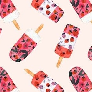 STRAWBERRY POPSICLE - 5IN - RED PINK CREAM