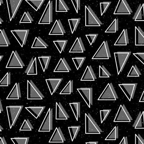 Neutral Geometric Triangle Shapes in Dark Grey on a Black Background 