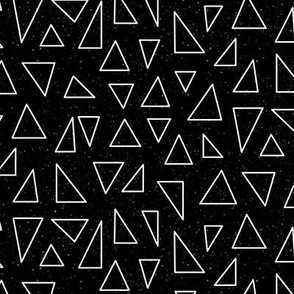 Neutral Geometric Triangle Shapes in White on a Black Background 