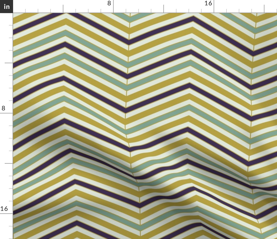 Chevron Pattern | Medium Version | simple multi-colored Chevron | Geometric Stripes on Cream Colored Background