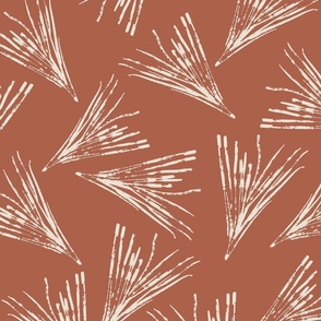 (L) Hand-Drawn Sand Pine Needles Tossed on a Warm Red Clay Background