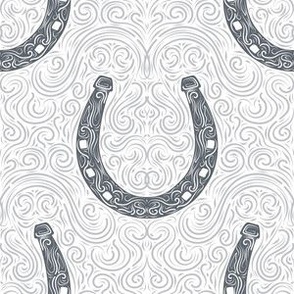 Lucky horseshoe in gray and white. Small scale 