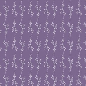Tiny Print JAZZY Botanical Branches Pattern | Muted Dark Purple Monochrome
