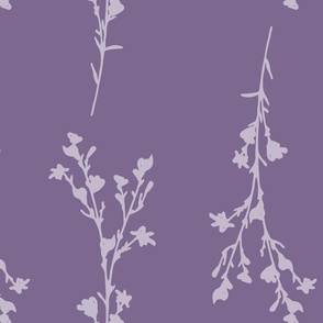 Large Print JAZZY Botanical Branches Pattern | Muted Dark Purple Monochrome