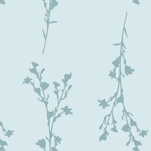 Large Print JAZZY Botanical Branches Pattern | Muted Light Teal Blue Monochrome