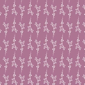 Tiny Print JAZZY Botanical Branches Pattern | Muted Dark Maroon Pink Monochrome