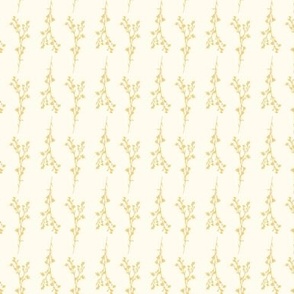 Tiny Print JAZZY Botanical Branches Pattern | Muted Light Pale Yellow Monochrome
