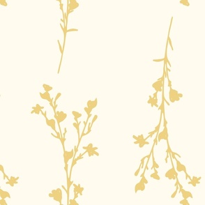 Large Print JAZZY Botanical Branches Pattern | Muted Light Pale Yellow Monochrome