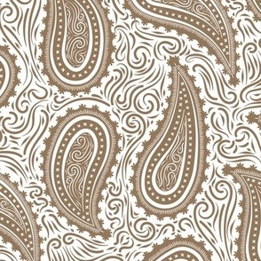 Western paisley in brown and white. Large scale 