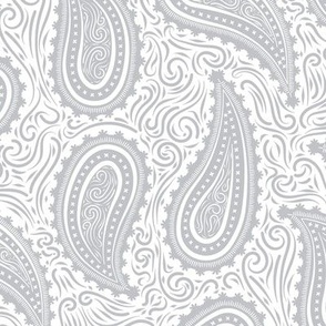 Western paisley in gray and white. Large scale 