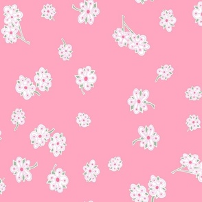 Blossoms - Pink strawberries on light pink  - large print 